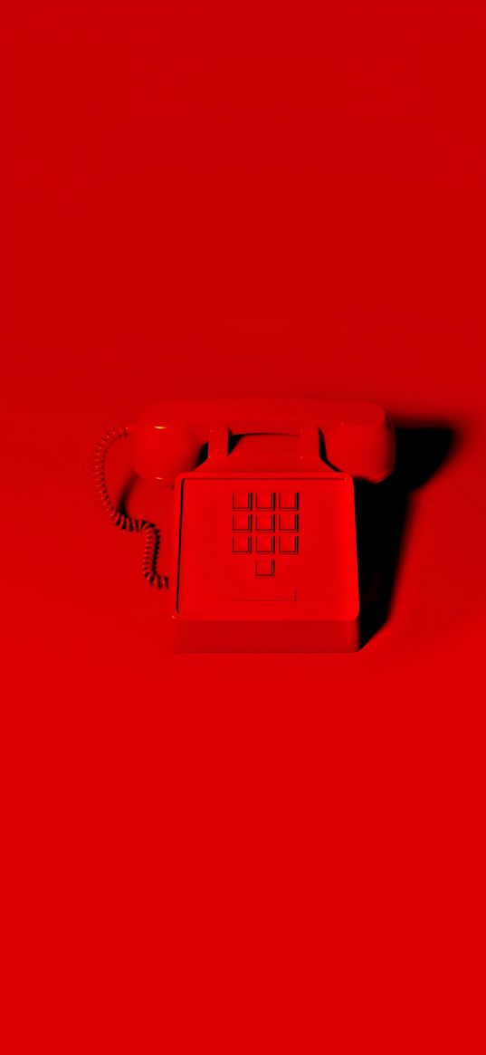 phone, device, retro, handset, cord, red, rich, digital art