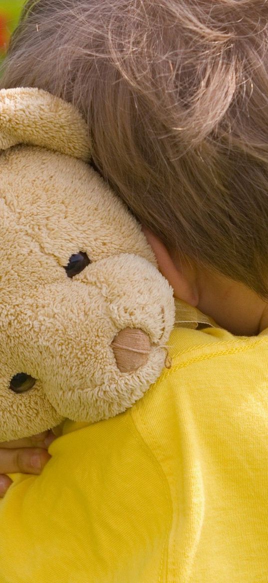 child, toy, teddy bear, mood