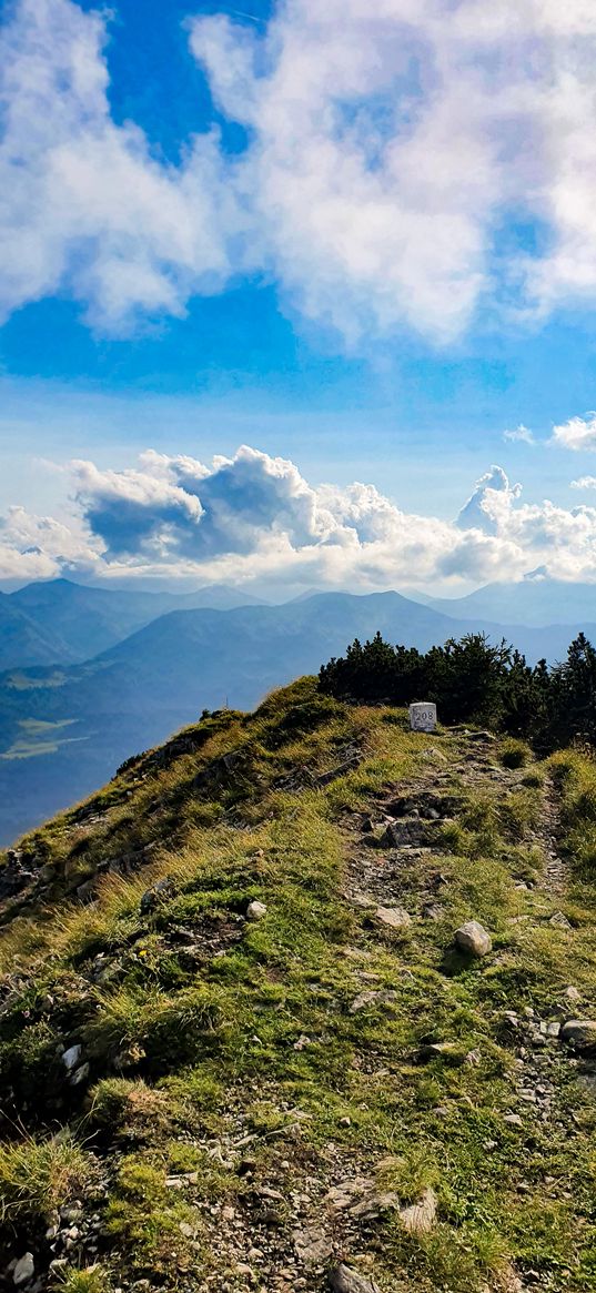 mountain, germany, bayern, trail, wanderweg, clouds, nature