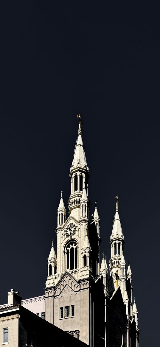 cathedral, towers, building, architecture, minimalism