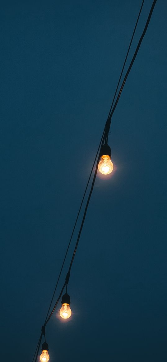 light bulbs, light, sky, evening