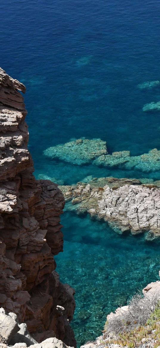 rocks, reef, sea, nature