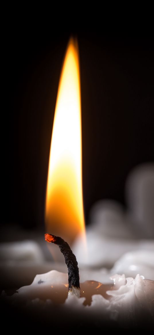 candle, flame, wick, macro