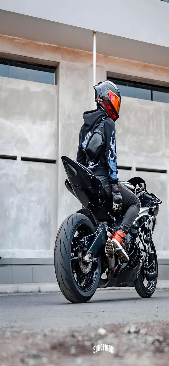 bike, black, yamaha r6, motorcycle, boy, helmet