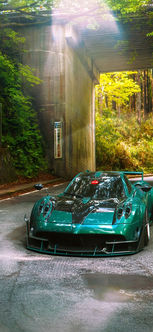 car, green, sports car, sunlight