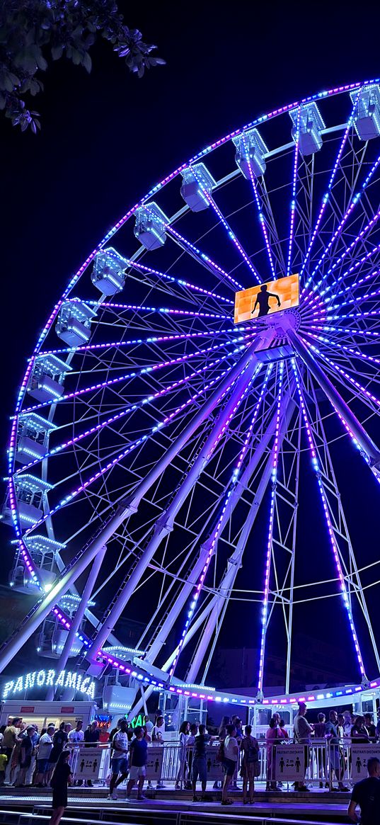 ferris wheel, night, amusement park