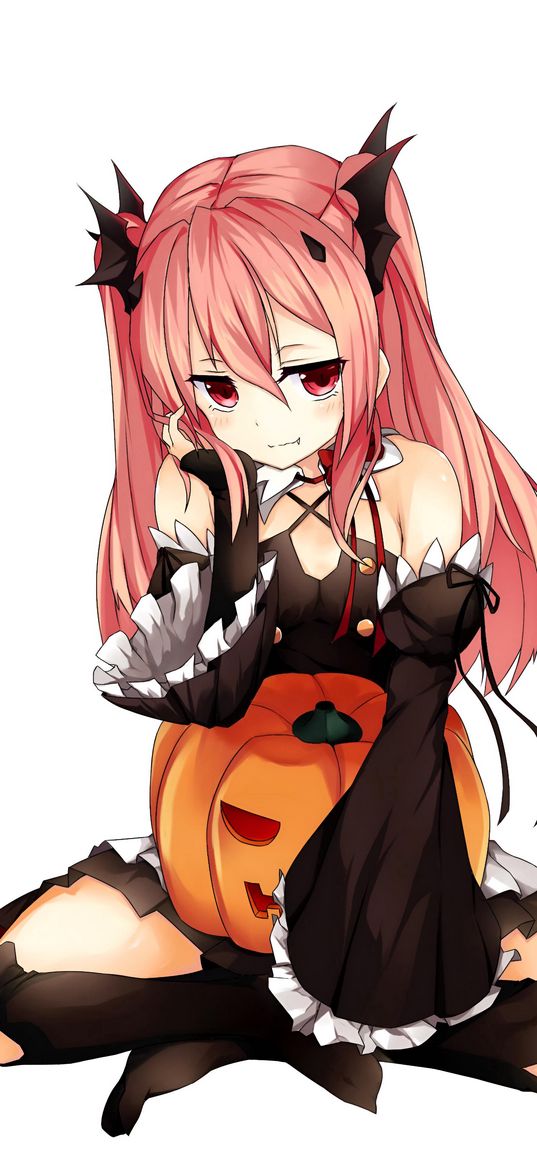 krul tepes, the last seraph, girl, vampire, art, pumpkin