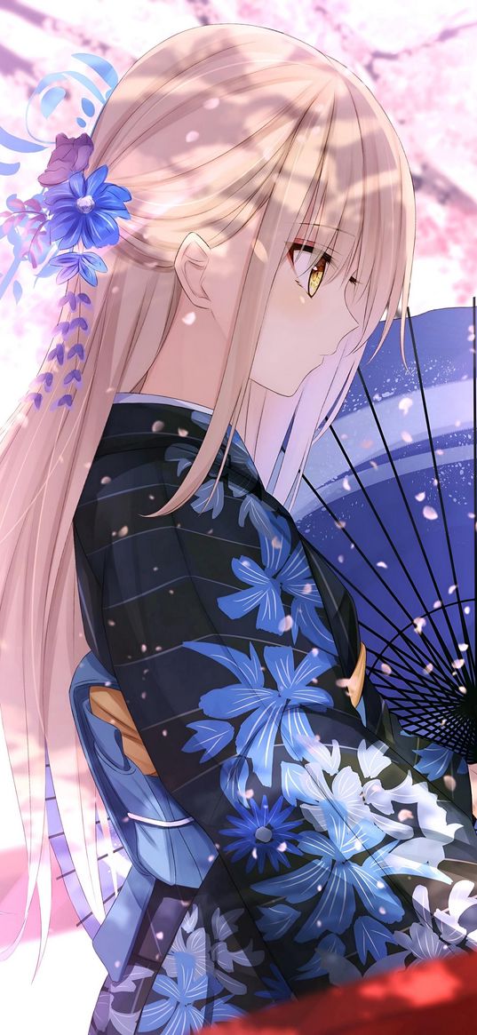 anime, girl, wallpaper, sakura, yukata