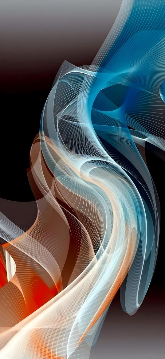 abstraction, lines, patterns, orange, blue, brown background