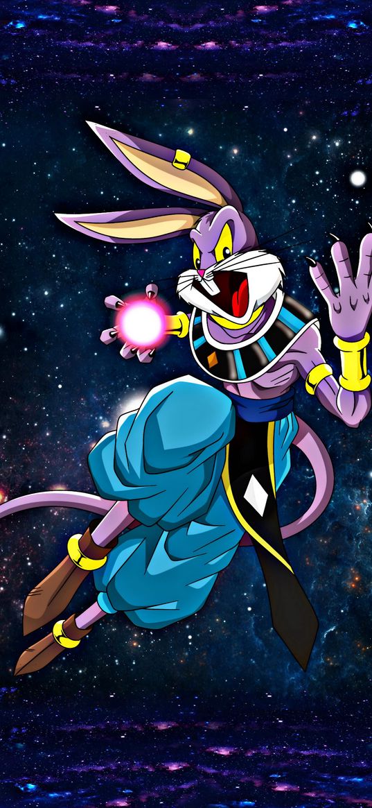 bugs bunny, rabbit, looney tunes, cartoon, stars, space, digital art