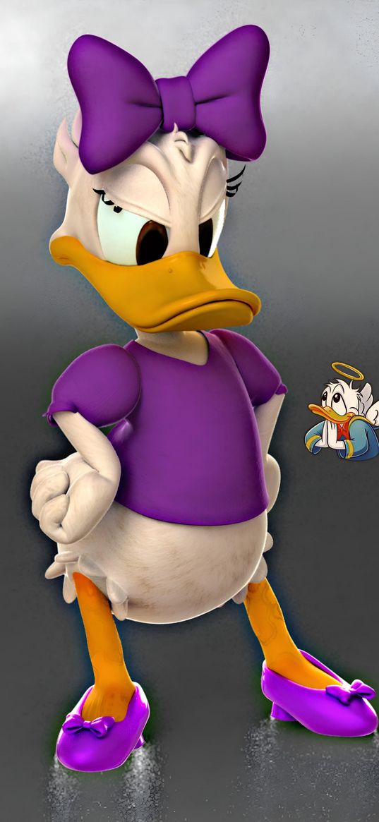 donald duck, duck, ponochka, look, halo, wings, angel, digital art