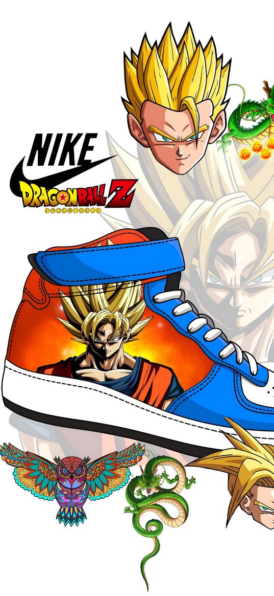 dragonball, hero, poster, inscription, nike, white background