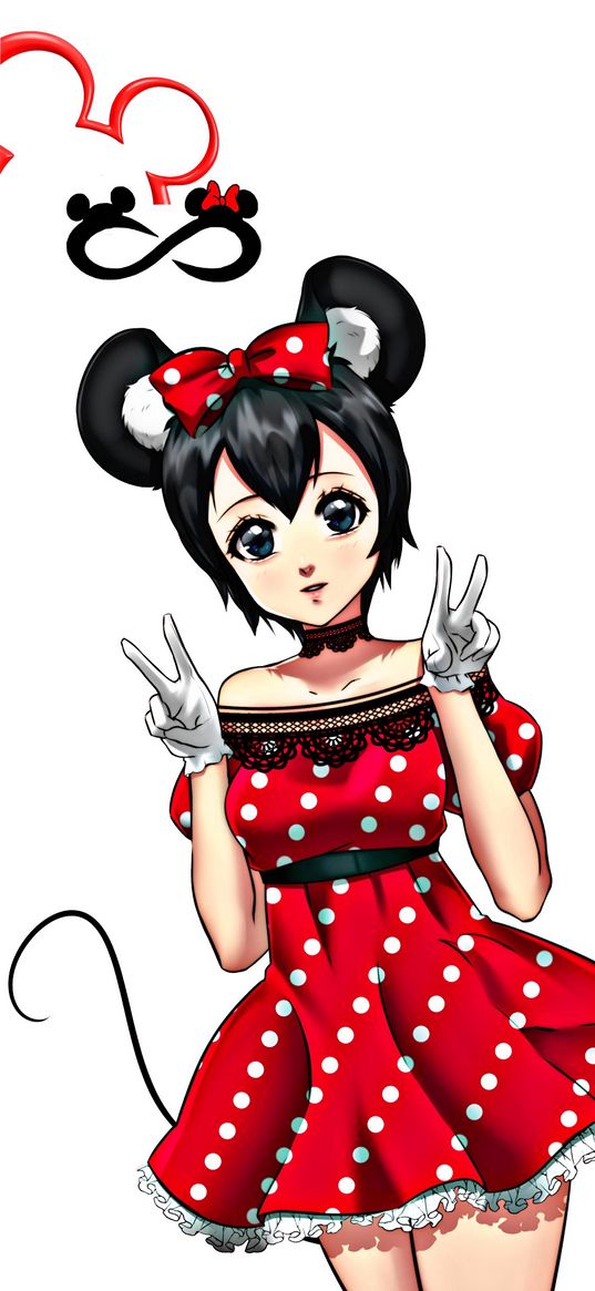 girl, anime, fantasy, mickey mouse, mouse, cosplay, figure