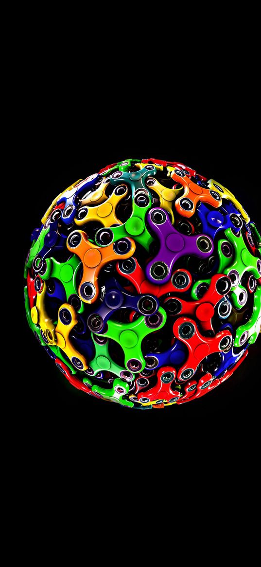 ball, circle, spinner, colorful, black background