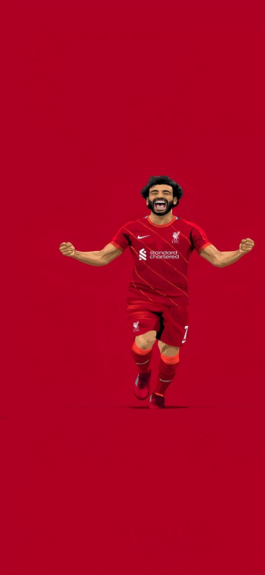 mohamed salah, football player, emotions, red, art