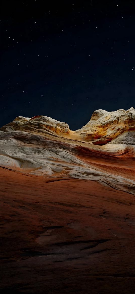 mountain, orange, sky, stars