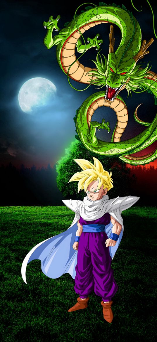 dragon ball, son goku, gohan, dragon, anime, art