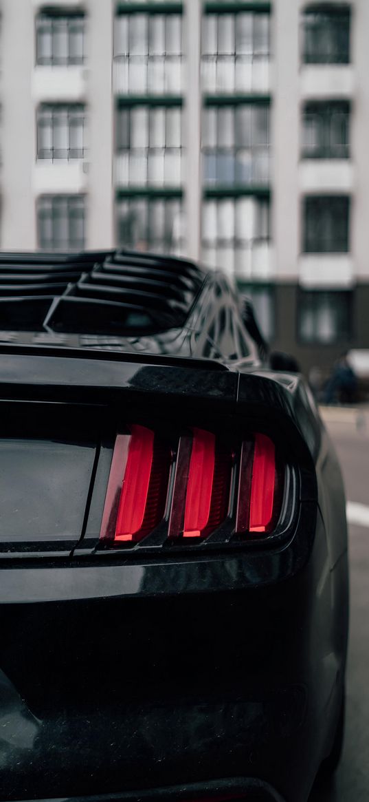 ford, ford mustang, auto, black auto, muscle car, rear lights