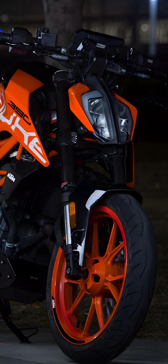 motorcycle, ktm, wheels, orange