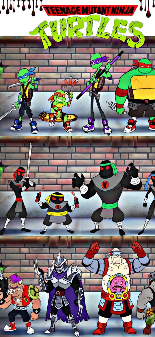 turtles, ninja, characters, cartoon, bright, poster