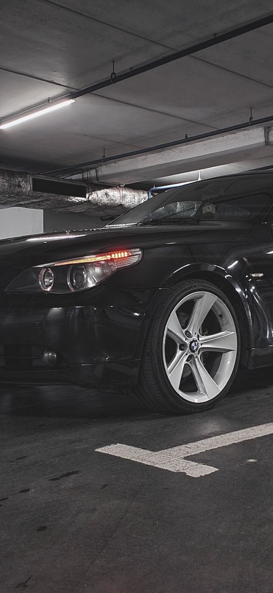 bmw, black car, bmw e60, car, parking