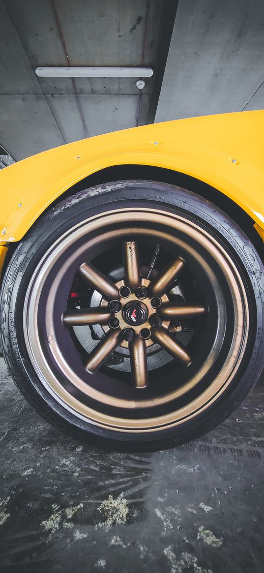 rims, car, wheel, yellow