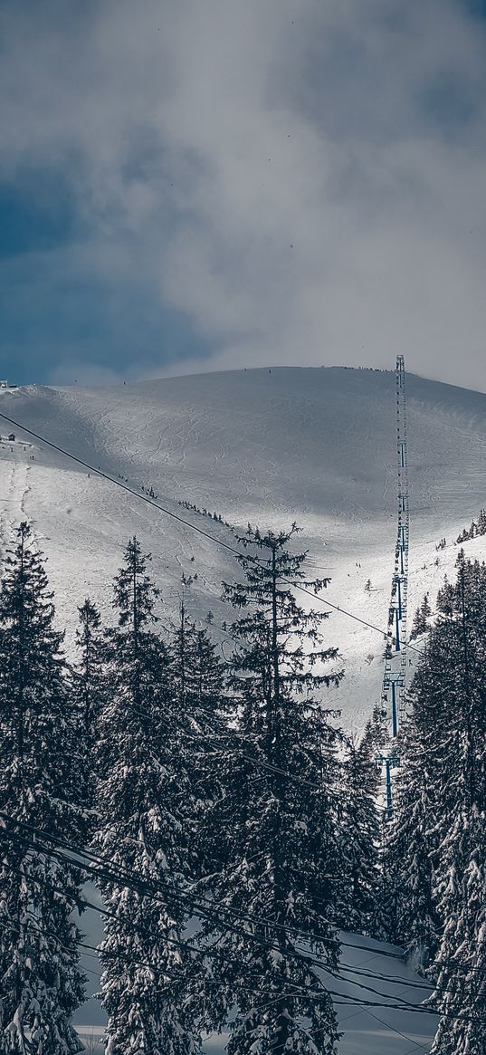 mountains, skiing, snowboarding, landscape, nature