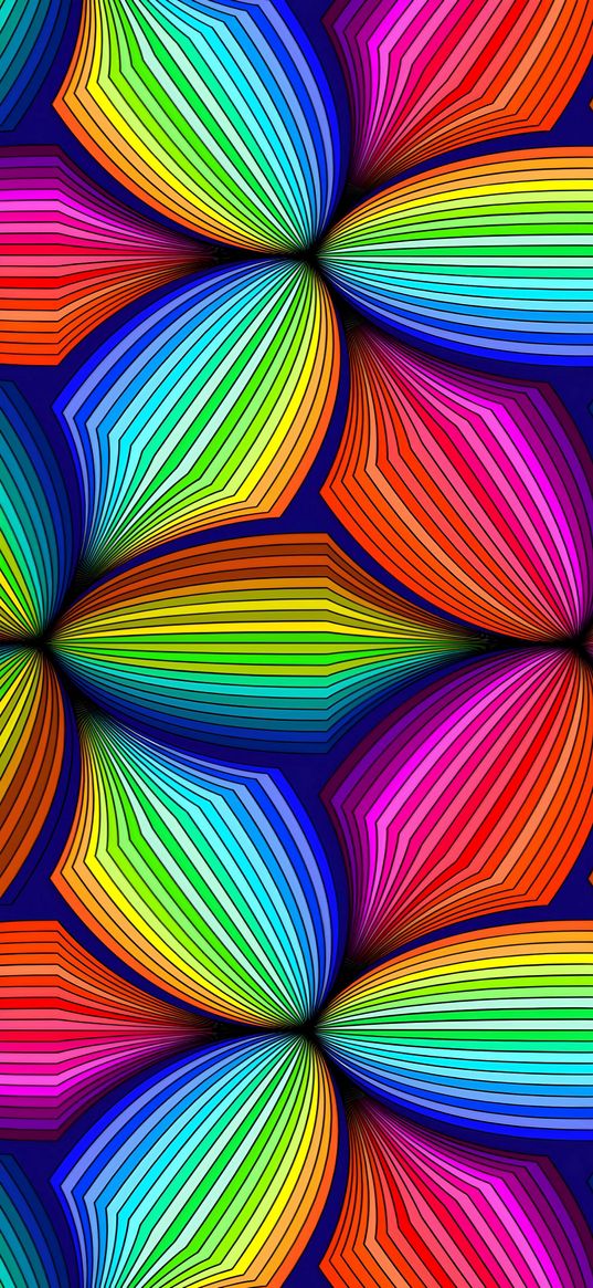 rainbow color, abstraction, stripes, petals, shapes