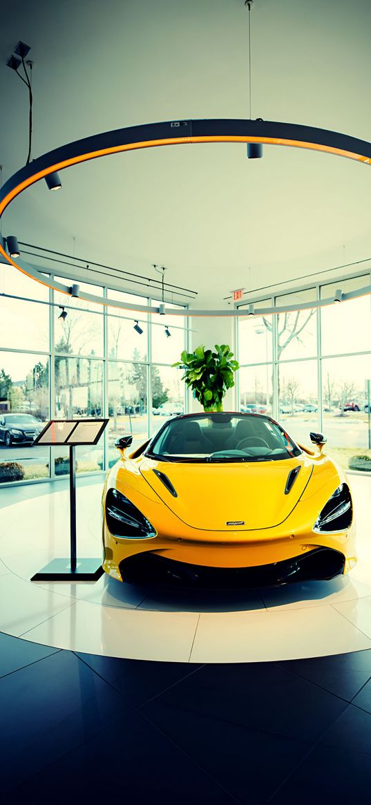 mclaren 720s, car, yellow, sport car