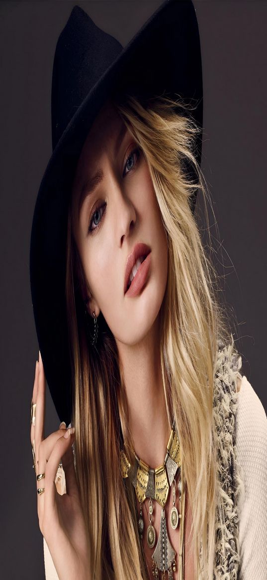 candice swanepoel, celebrity, model, girl, blonde, hat