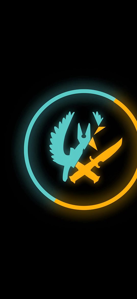 cs go, counter strike, game, emblem, neon, dark background