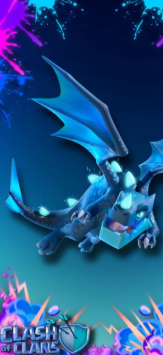 dragon, clash of clans, game, blue