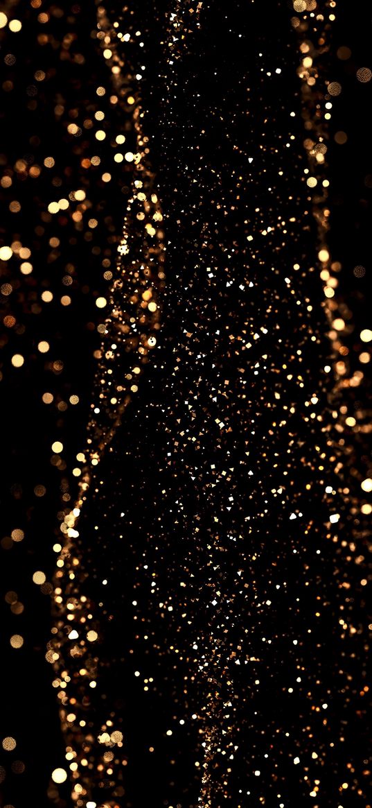 glitter, sequins, gold, shimmer, black background, abstraction