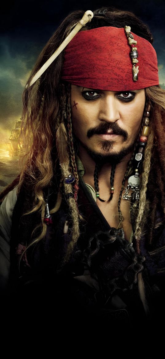 jack sparrow, johnny depp, pirates of the caribbean, movie, pirate, man, dreadlocks