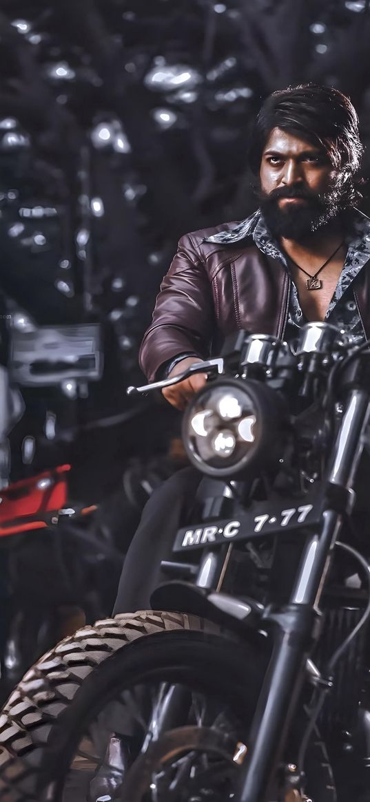 kgf, rocky, yash, india, man, motocycle