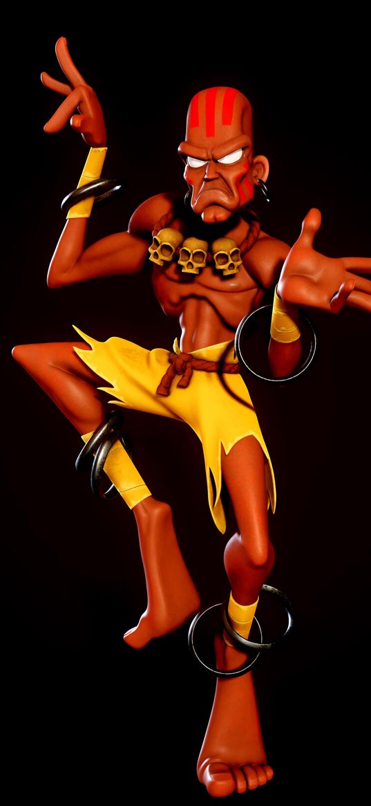 street fighter, dhalsim, character, native, skull, rings, art