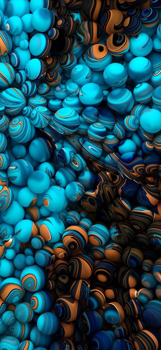 balls, blue, orange, divorces, digital art