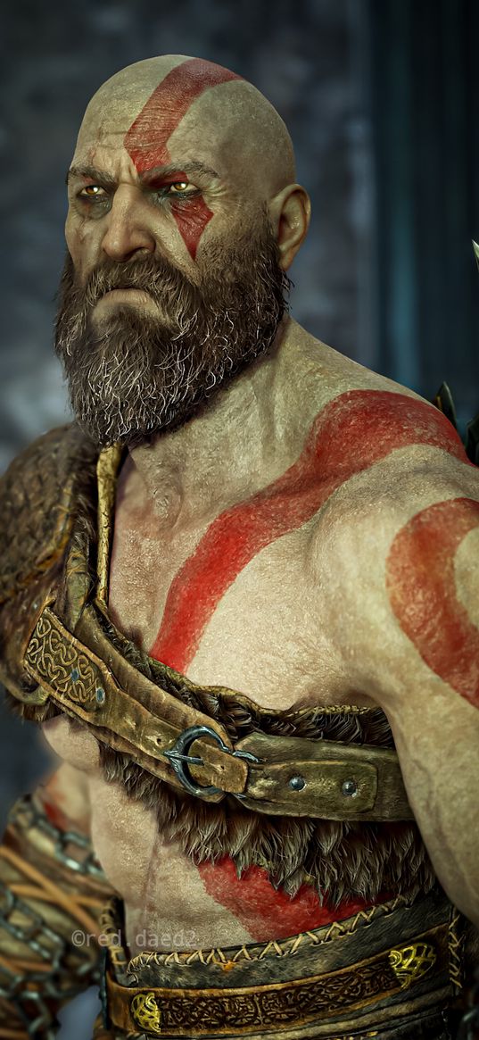 god of war, game, kratos, man, warrior