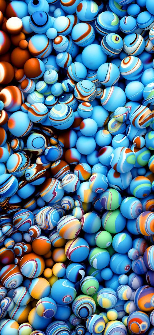 balls, blue, orange, brown, stains, abstraction