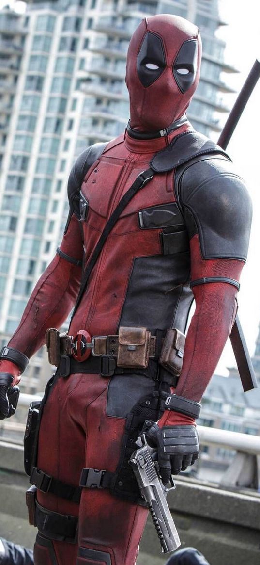 deadpool, marvel, character, film, weapon, red suit