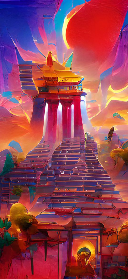 art, aesthetic, sun temple, red, pink