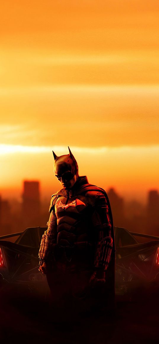 batman, superhero, dc, comics, sunset, clouds, sky