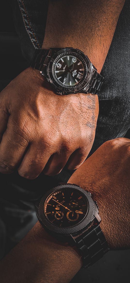 hands, watch, accessories, black, man