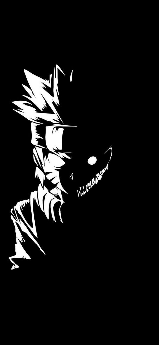 anime, naruto, uzumaki, evil, character, black, white