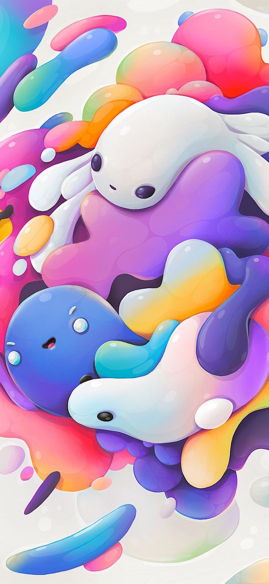 spots, cartoons, funny, characters, paints, bright, art