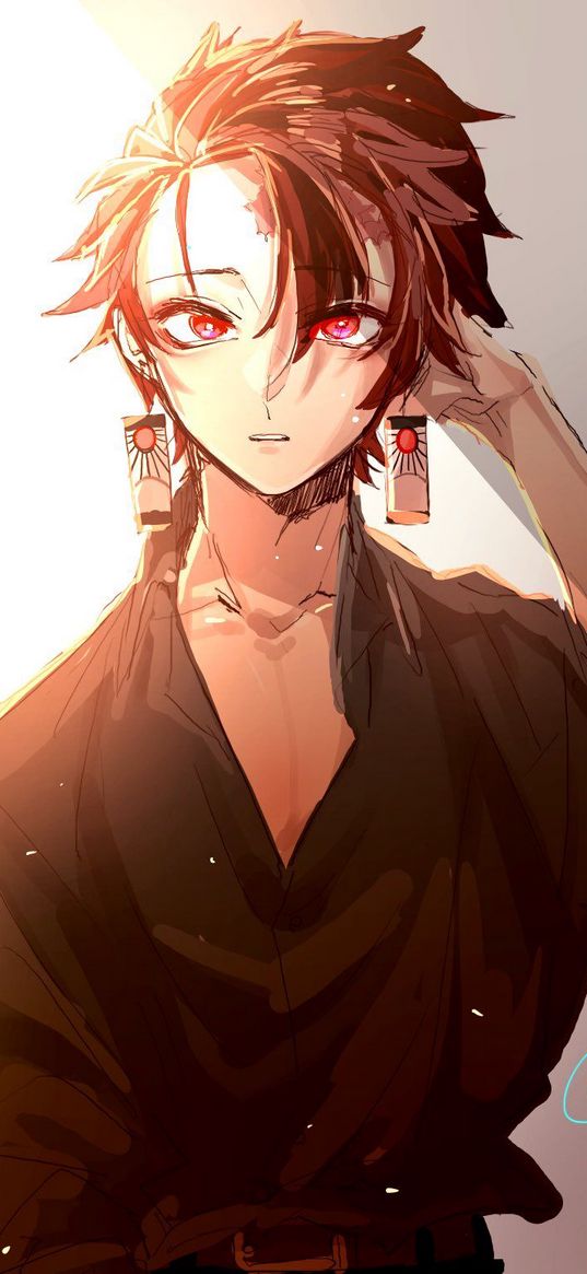 guy, anime, earrings, ray, art