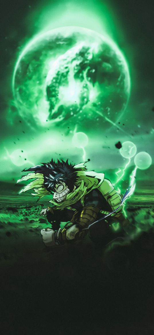 my hero academia, anime, character, green moon, art