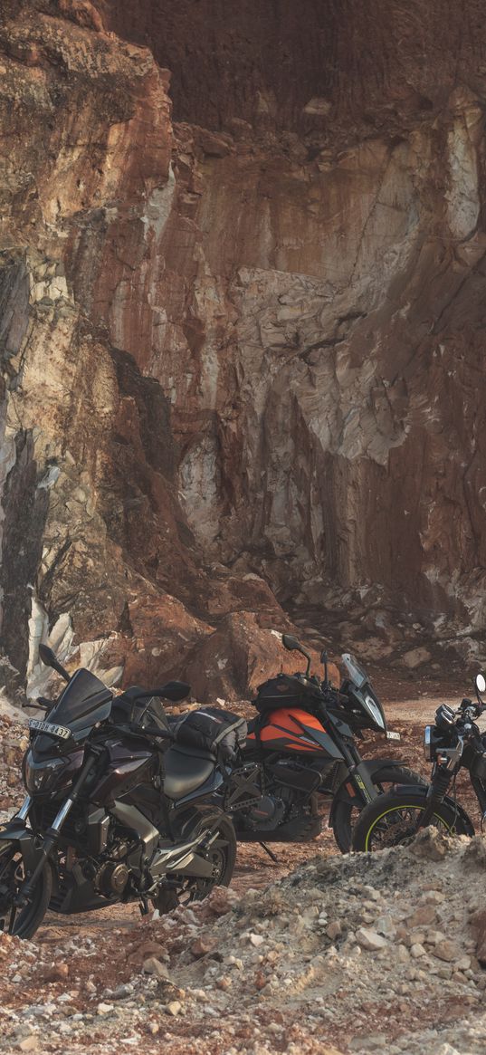 motorcycles, bikes, mountain, rocks