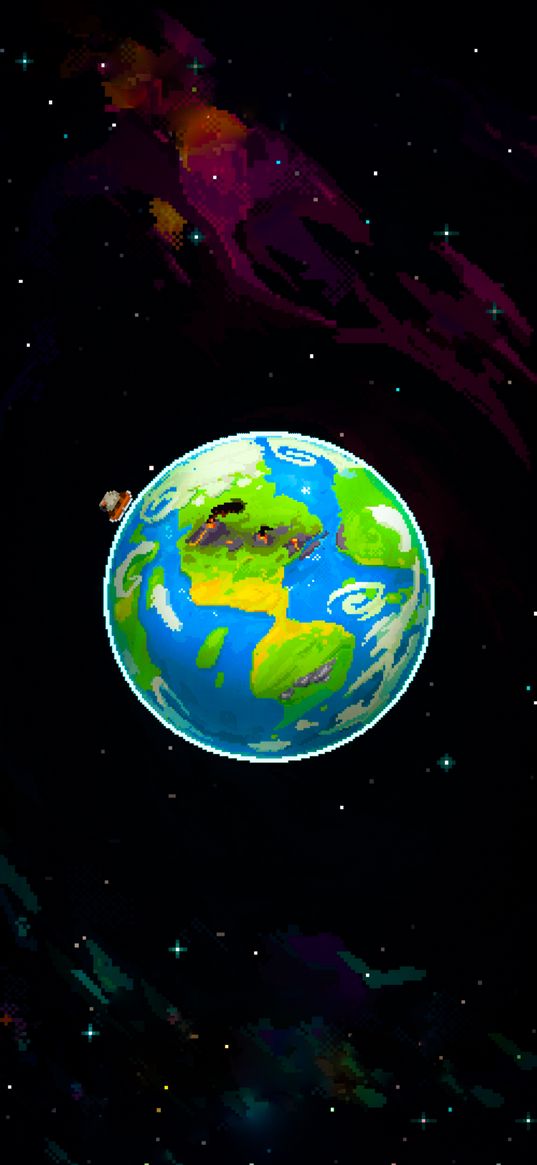 earth, planet, space, pixel art