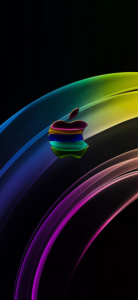 apple, lines, multicolored, brand